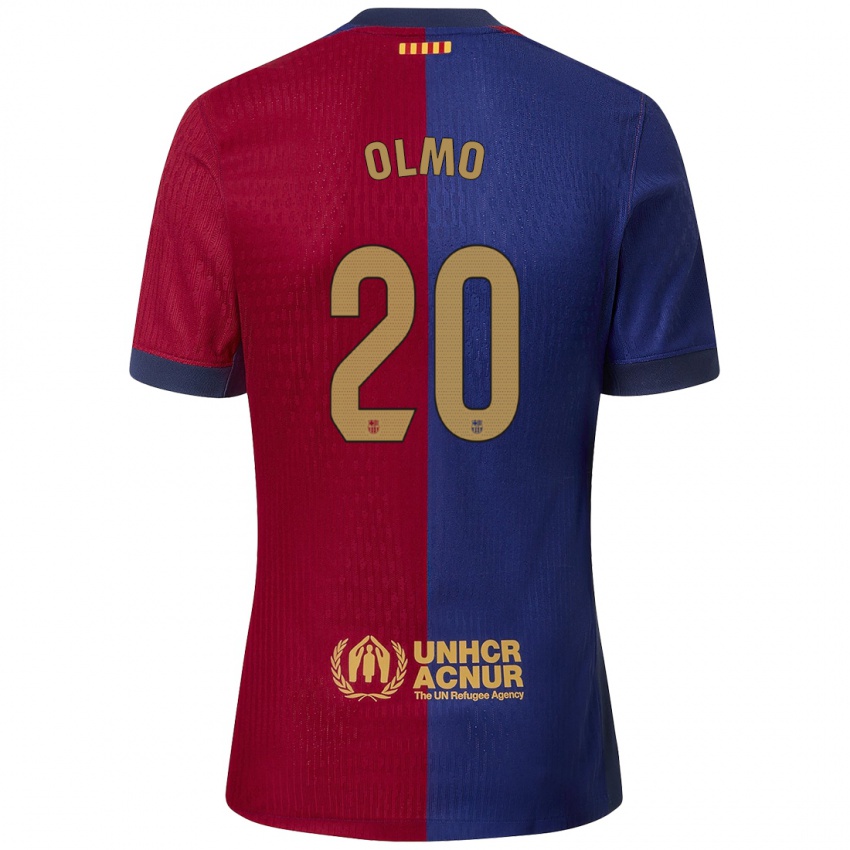 Criança Camisola Dani Olmo #20 Azul Vermelho Principal 2024/25 Camisa Brasil