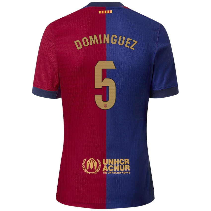 Criança Camisola Sergi Dominguez #5 Azul Vermelho Principal 2024/25 Camisa Brasil