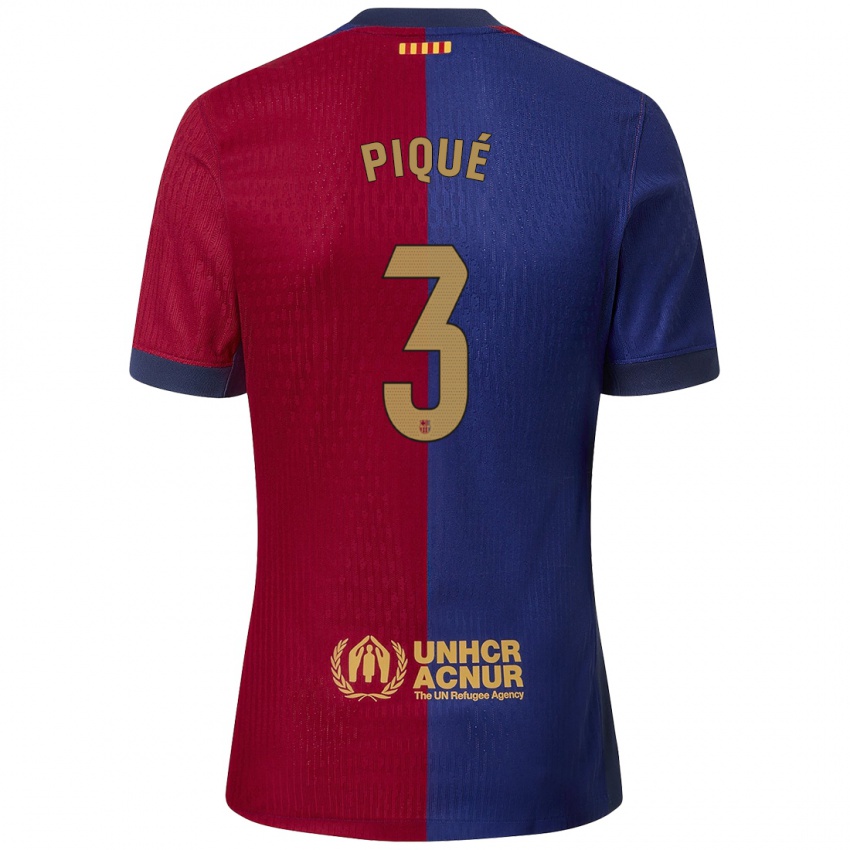 Criança Camisola Gerard Pique #3 Azul Vermelho Principal 2024/25 Camisa Brasil