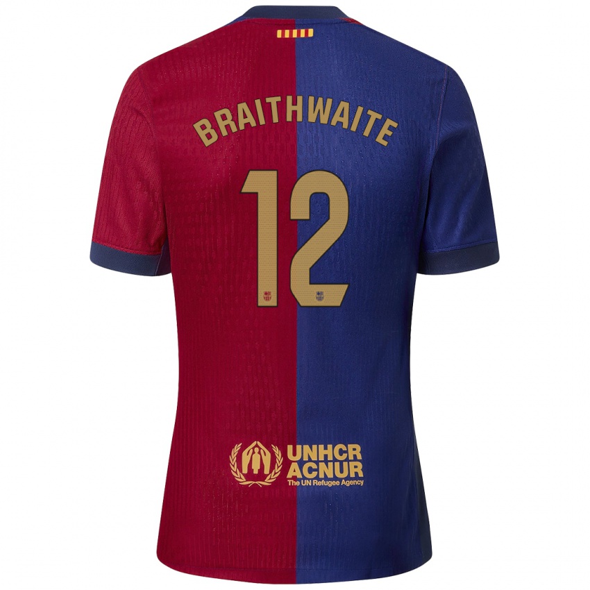 Criança Camisola Martin Braithwaite #12 Azul Vermelho Principal 2024/25 Camisa Brasil