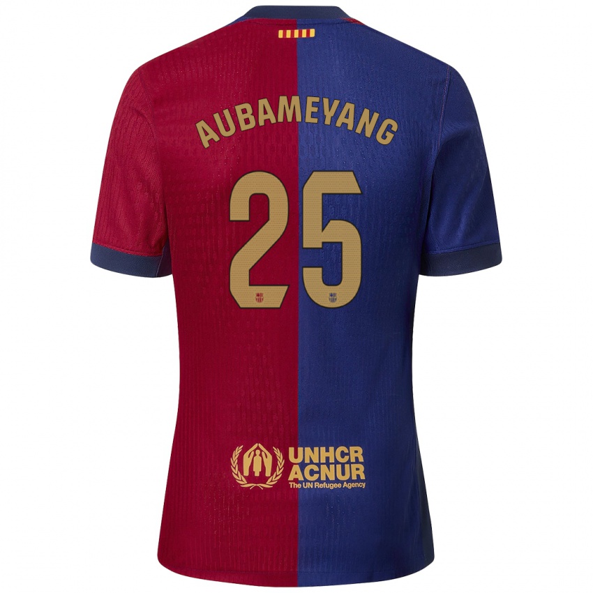 Criança Camisola Pierre Emerick Aubameyang #25 Azul Vermelho Principal 2024/25 Camisa Brasil