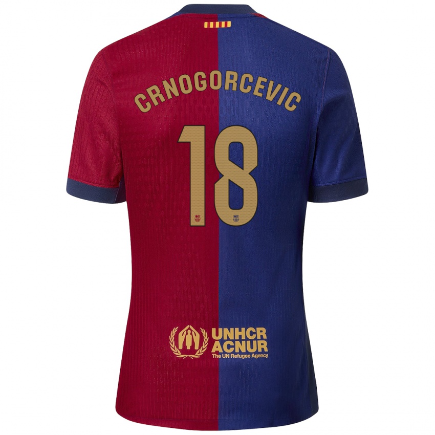 Criança Camisola Ana-Maria Crnogorcevic #18 Azul Vermelho Principal 2024/25 Camisa Brasil