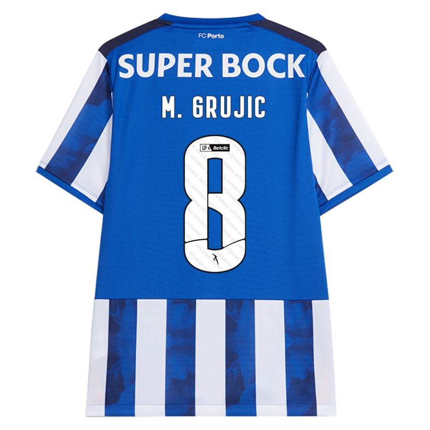 Criança Camisola Marko Grujic #8 Azul Azul Principal 2024/25 Camisa Brasil