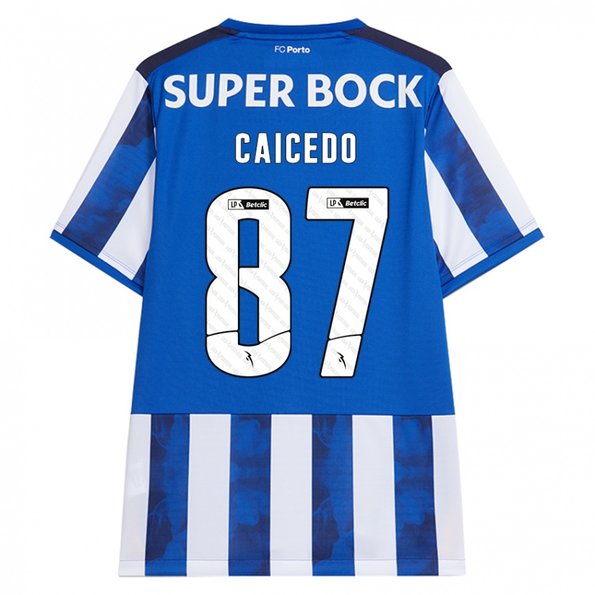 Criança Camisola Brayan Caicedo #87 Azul Azul Principal 2024/25 Camisa Brasil