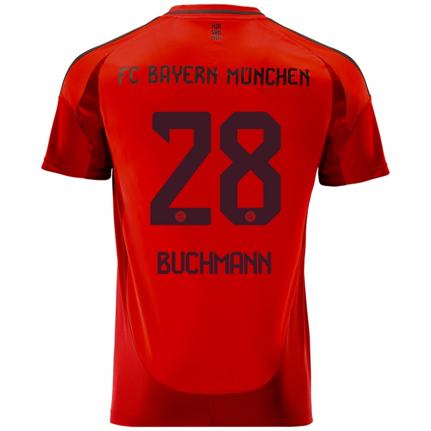 Criança Camisola Tarek Buchmann #28 Vermelho Principal 2024/25 Camisa Brasil