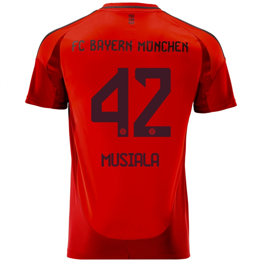 Criança Camisola Jamal Musiala #42 Vermelho Principal 2024/25 Camisa Brasil