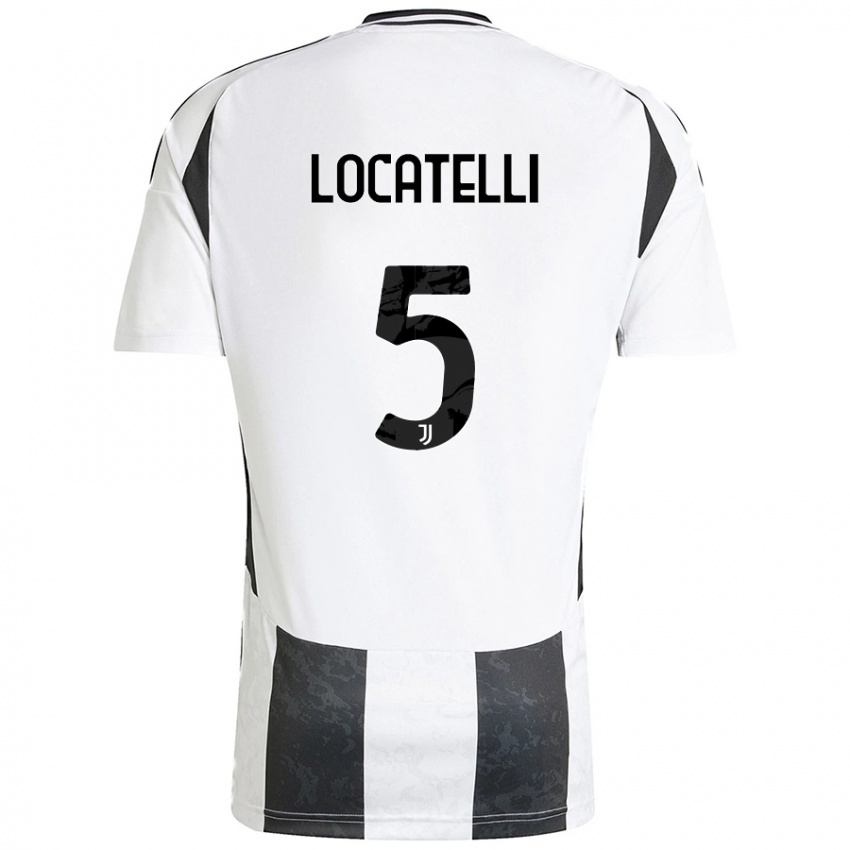 Criança Camisola Manuel Locatelli #5 Preto Branco Principal 2024/25 Camisa Brasil