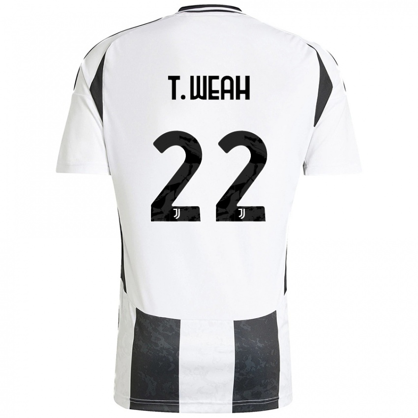 Criança Camisola Timothy Weah #22 Preto Branco Principal 2024/25 Camisa Brasil