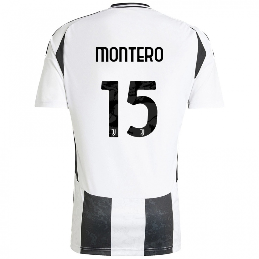 Criança Camisola Alfonso Montero #15 Preto Branco Principal 2024/25 Camisa Brasil