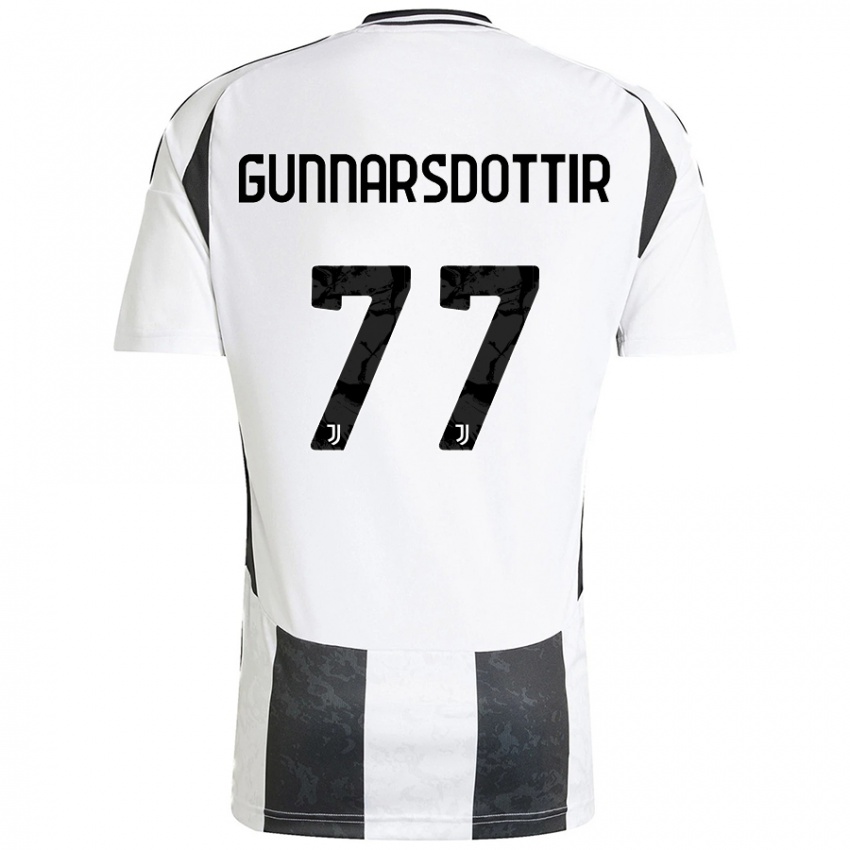 Criança Camisola Sara Bjork Gunnarsdottir #77 Preto Branco Principal 2024/25 Camisa Brasil