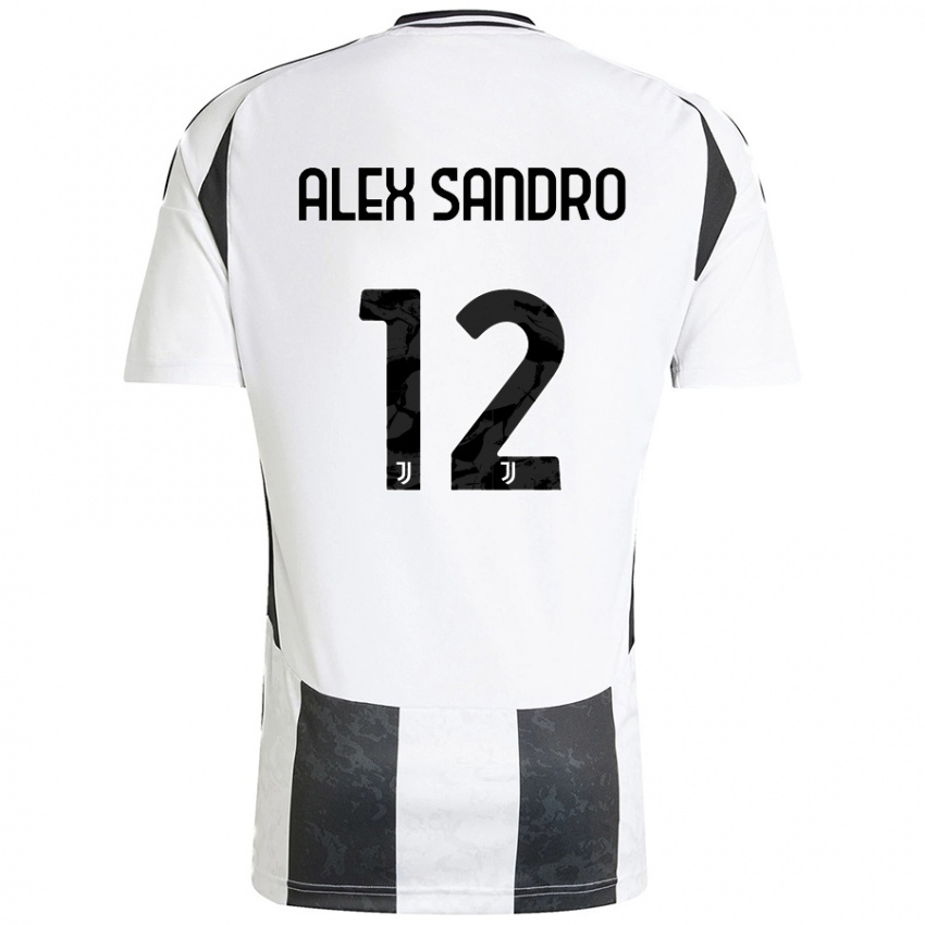 Criança Camisola Alex Sandro #12 Preto Branco Principal 2024/25 Camisa Brasil