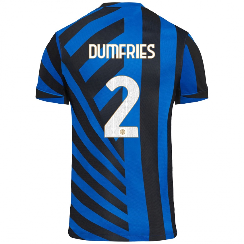 Criança Camisola Denzel Dumfries #2 Azul Preto Principal 2024/25 Camisa Brasil