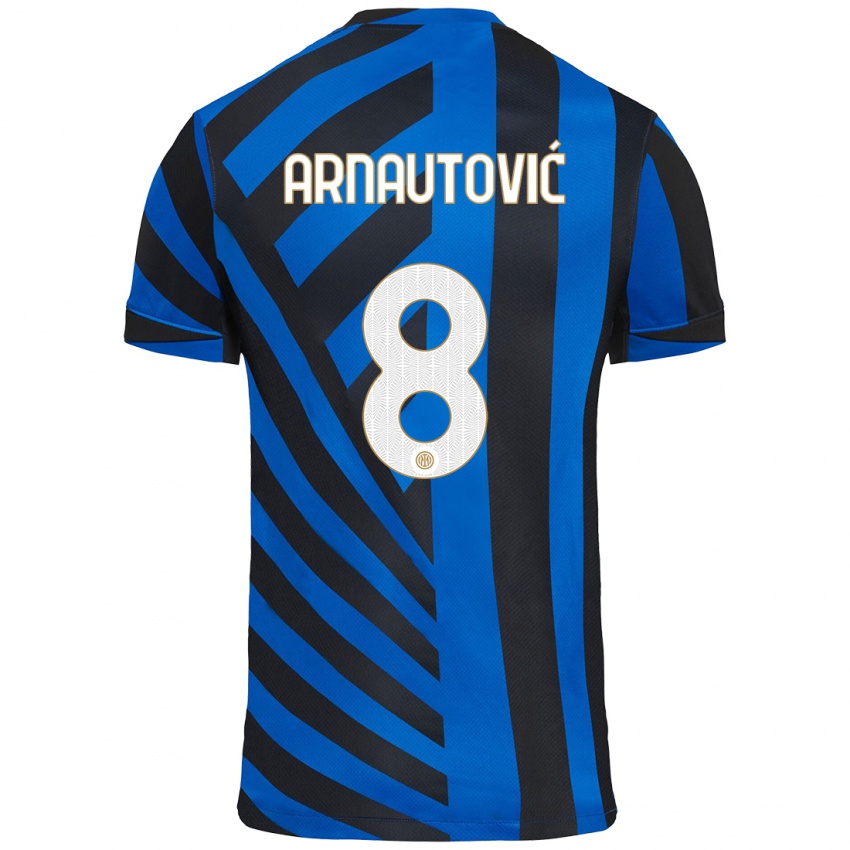 Criança Camisola Marko Arnautovic #8 Azul Preto Principal 2024/25 Camisa Brasil