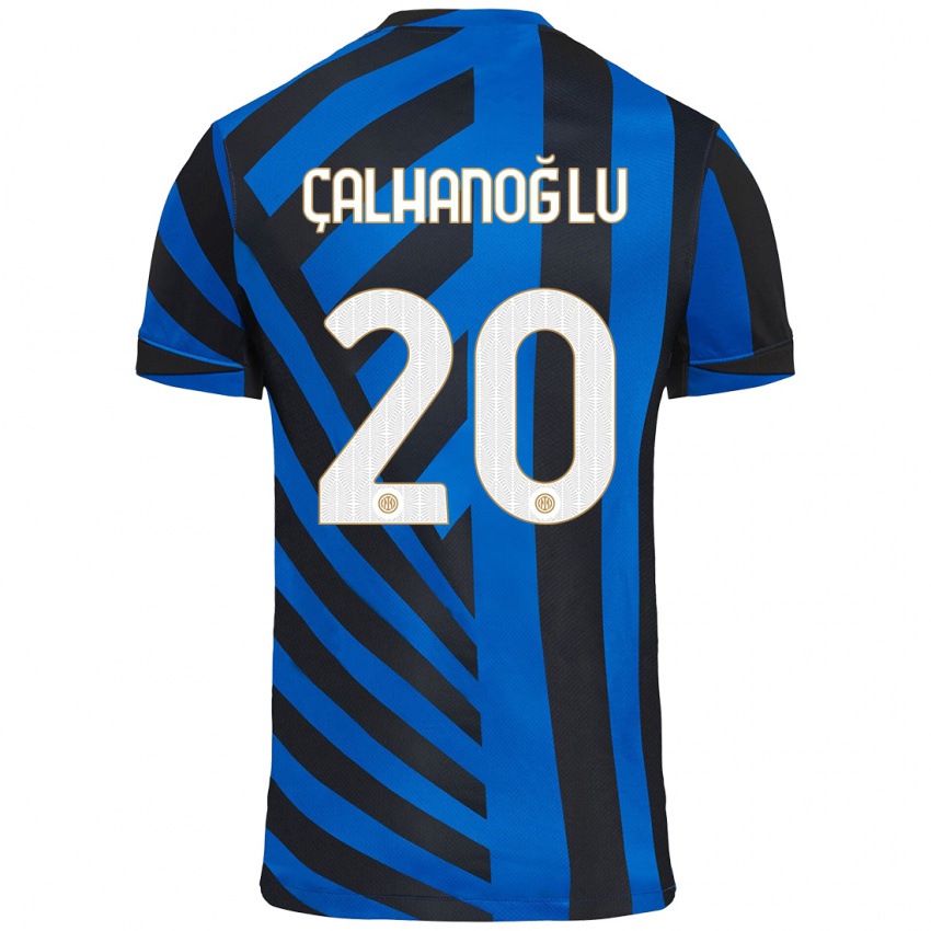 Criança Camisola Hakan Calhanoglu #20 Azul Preto Principal 2024/25 Camisa Brasil