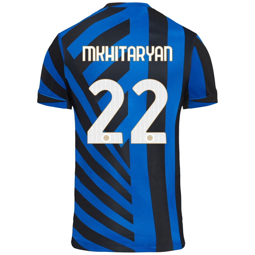 Criança Camisola Henrikh Mkhitaryan #22 Azul Preto Principal 2024/25 Camisa Brasil