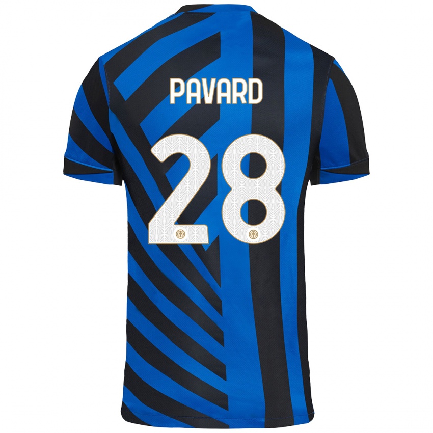 Criança Camisola Benjamin Pavard #28 Azul Preto Principal 2024/25 Camisa Brasil