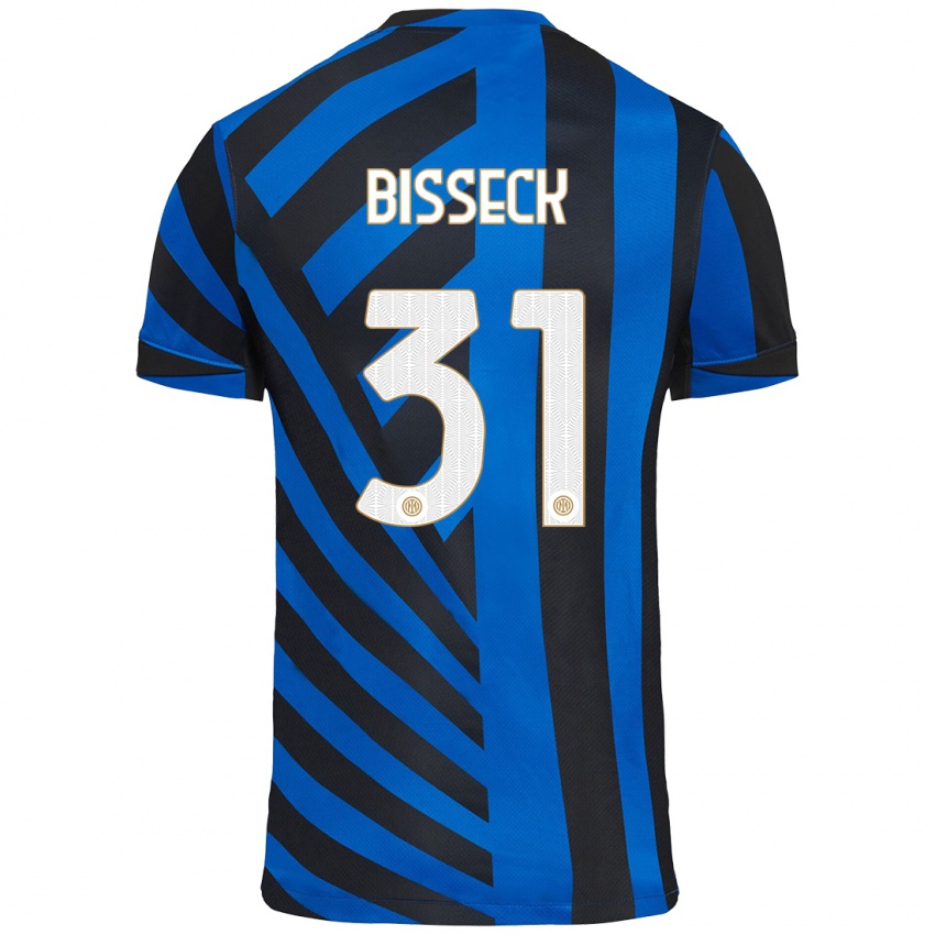 Criança Camisola Yann Bisseck #31 Azul Preto Principal 2024/25 Camisa Brasil