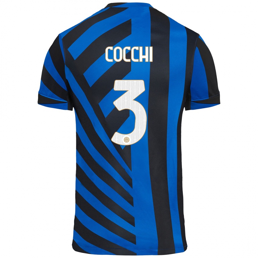 Criança Camisola Matteo Cocchi #3 Azul Preto Principal 2024/25 Camisa Brasil