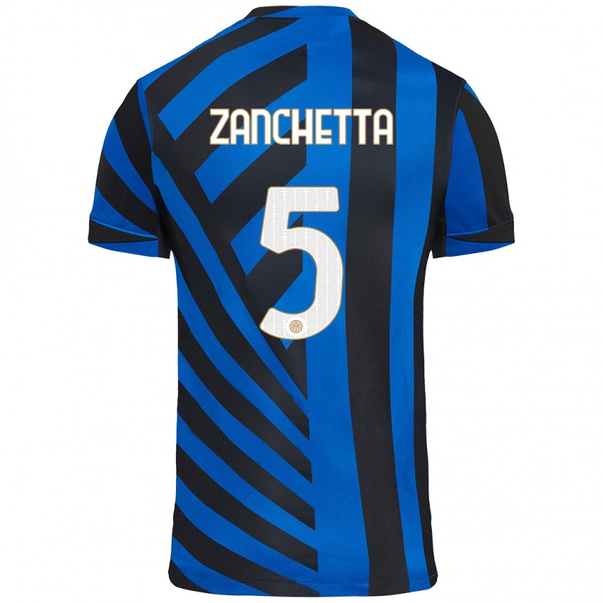 Criança Camisola Mattia Zanchetta #5 Azul Preto Principal 2024/25 Camisa Brasil