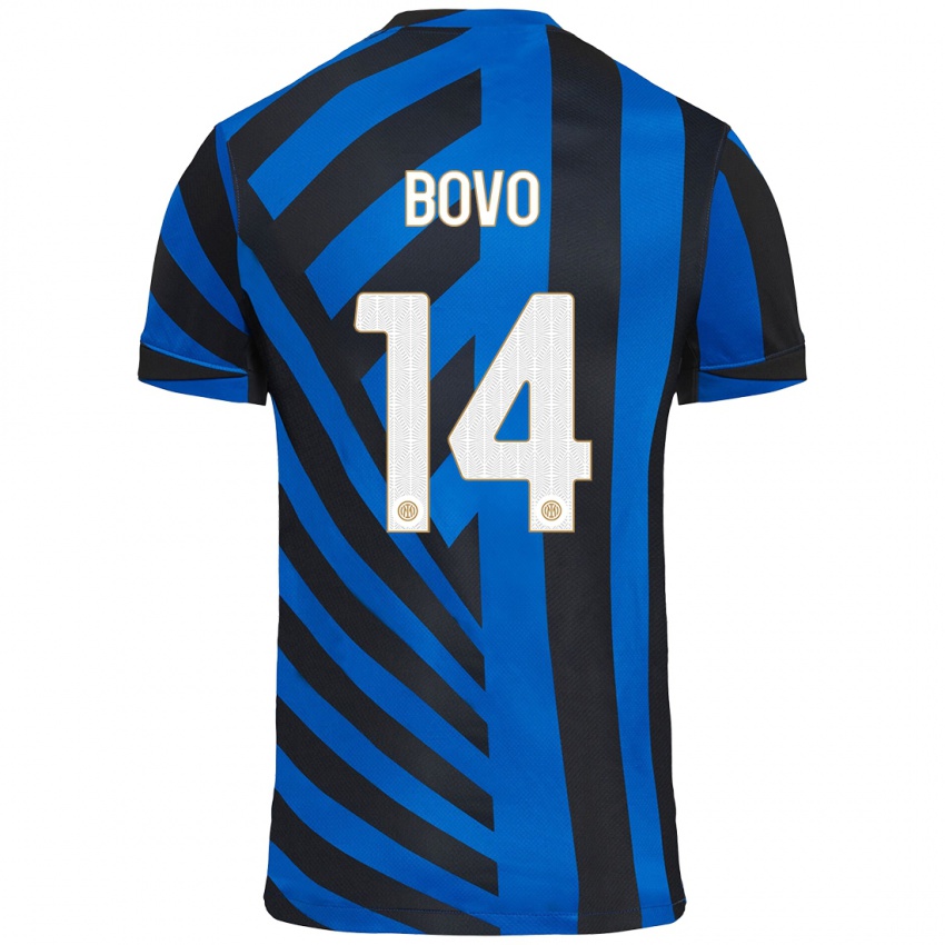 Criança Camisola Leonardo Bovo #14 Azul Preto Principal 2024/25 Camisa Brasil