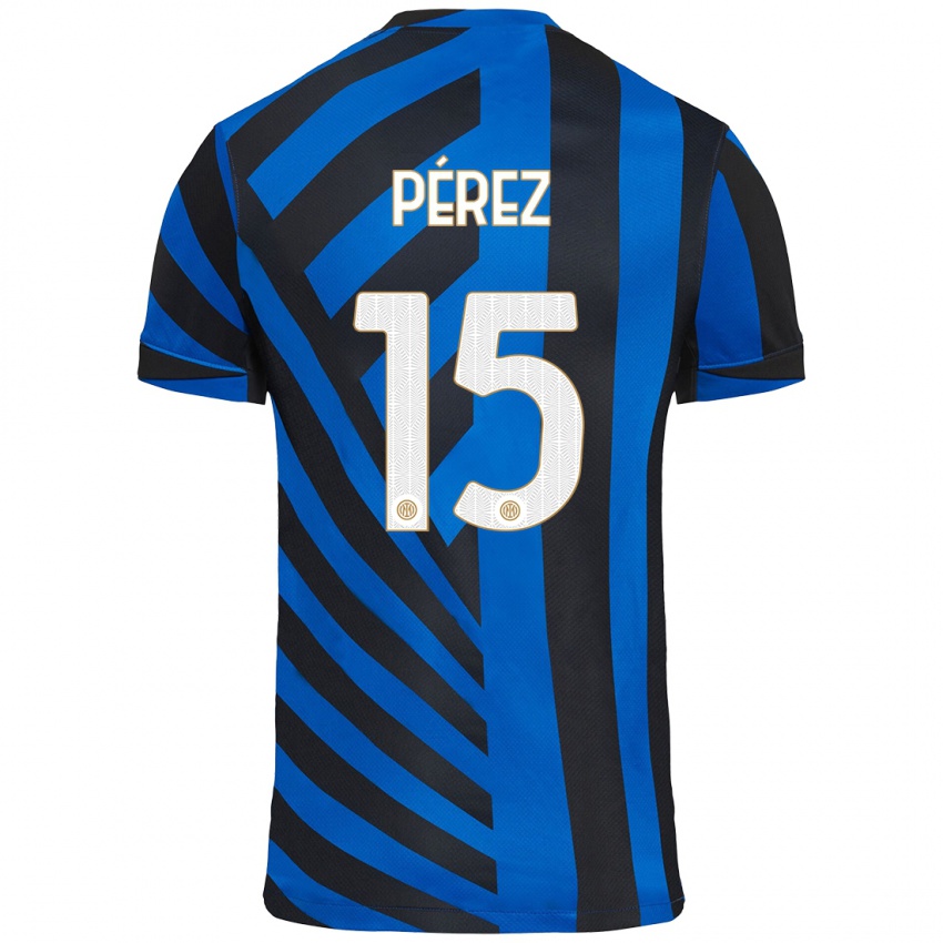 Criança Camisola Álex Pérez #15 Azul Preto Principal 2024/25 Camisa Brasil