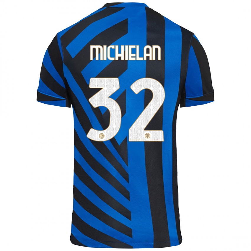 Criança Camisola Mattia Michielan #32 Azul Preto Principal 2024/25 Camisa Brasil