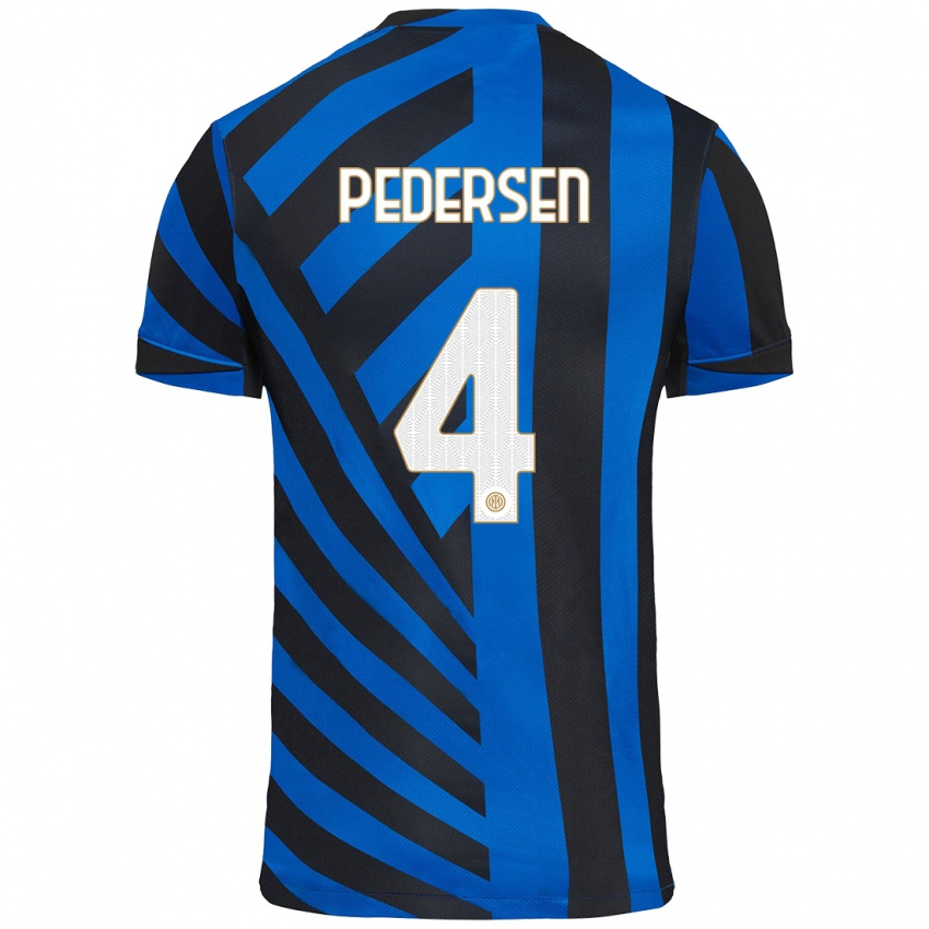 Criança Camisola Sofie Junge Pedersen #4 Azul Preto Principal 2024/25 Camisa Brasil