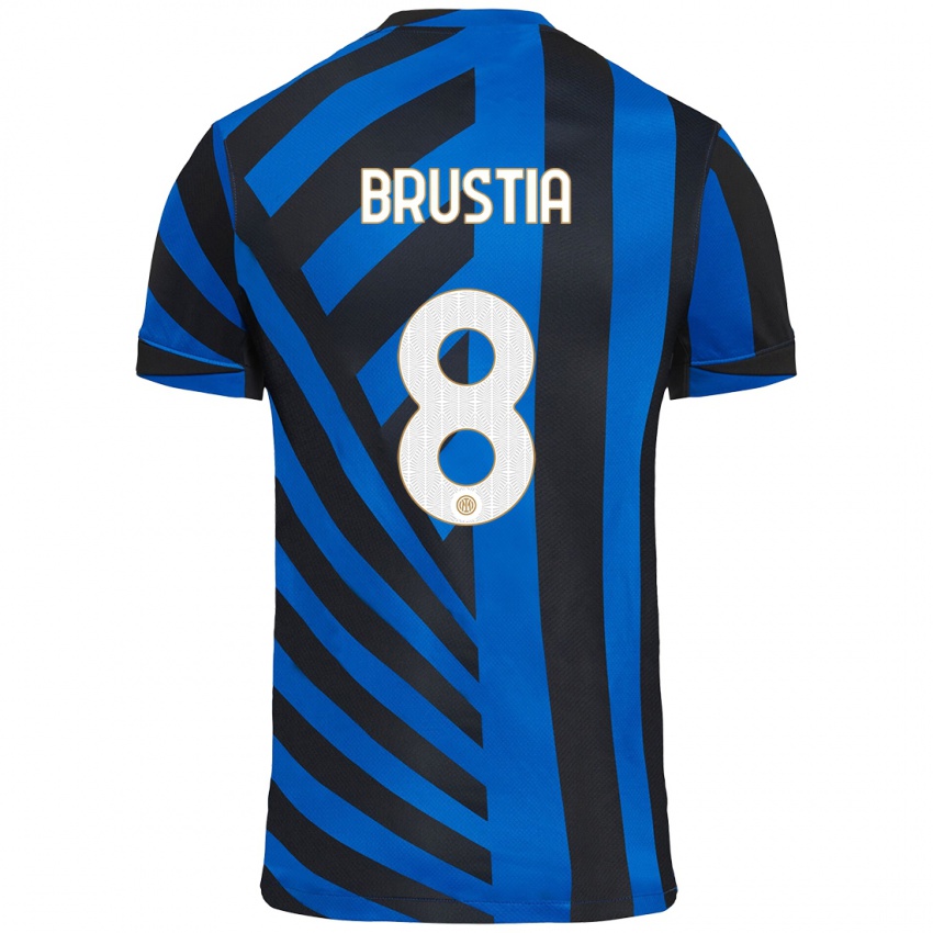 Criança Camisola Martina Brustia #8 Azul Preto Principal 2024/25 Camisa Brasil