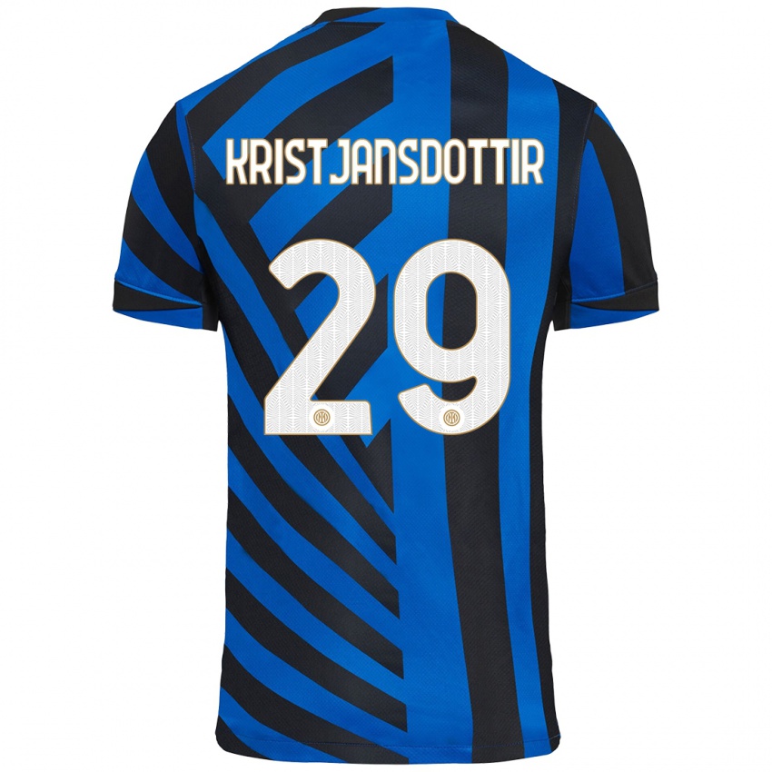 Criança Camisola Anna Bjork Kristjansdottir #29 Azul Preto Principal 2024/25 Camisa Brasil