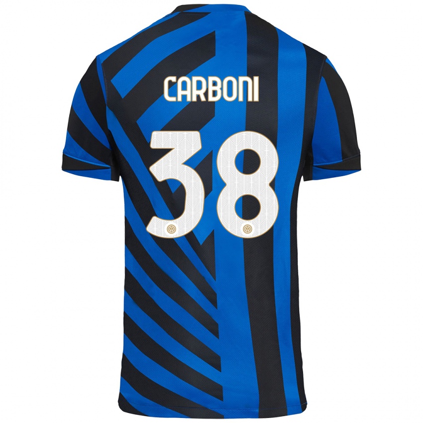 Criança Camisola Valentin Carboni #38 Azul Preto Principal 2024/25 Camisa Brasil