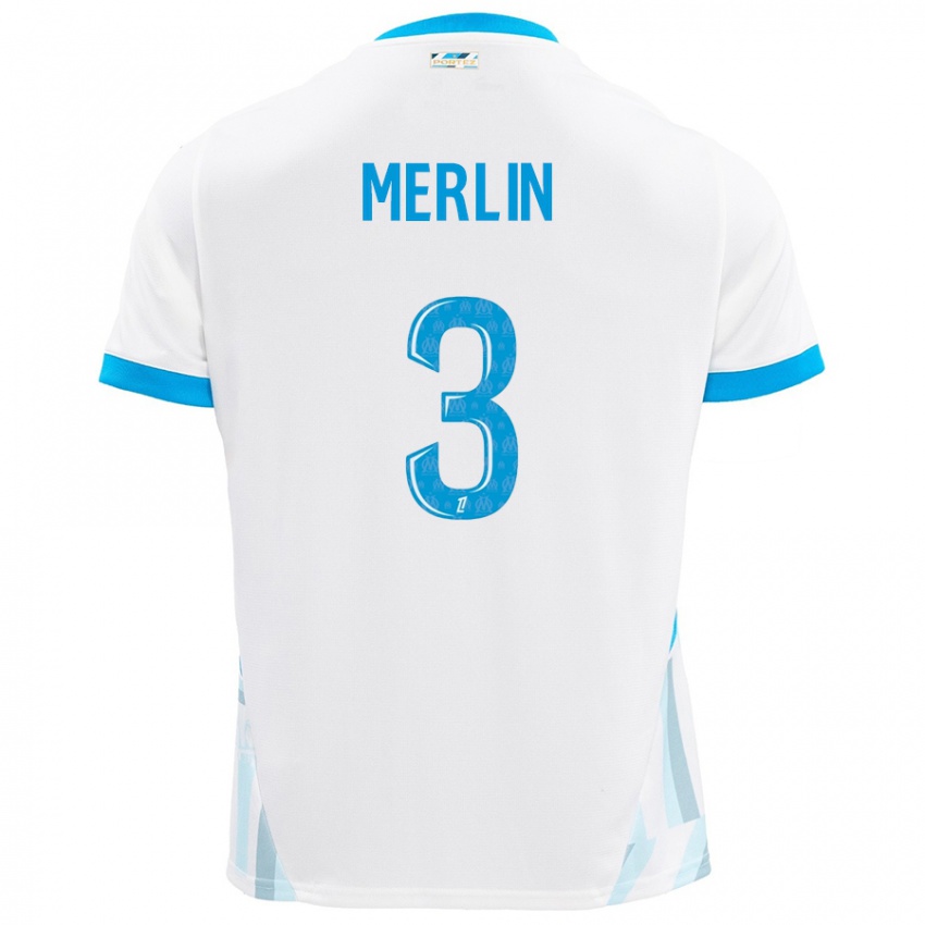 Criança Camisola Quentin Merlin #3 Céu Branco Azul Principal 2024/25 Camisa Brasil