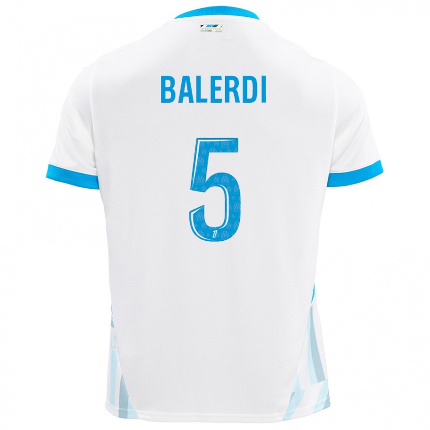 Criança Camisola Leonardo Balerdi #5 Céu Branco Azul Principal 2024/25 Camisa Brasil