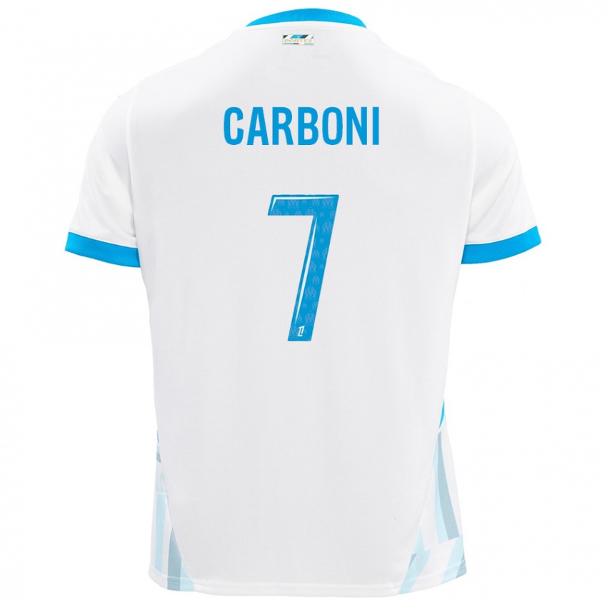 Criança Camisola Valentín Carboni #7 Céu Branco Azul Principal 2024/25 Camisa Brasil