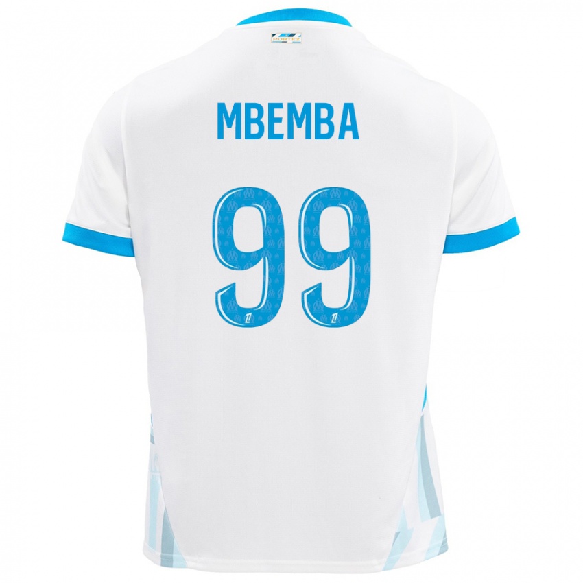 Criança Camisola Chancel Mbemba #99 Céu Branco Azul Principal 2024/25 Camisa Brasil