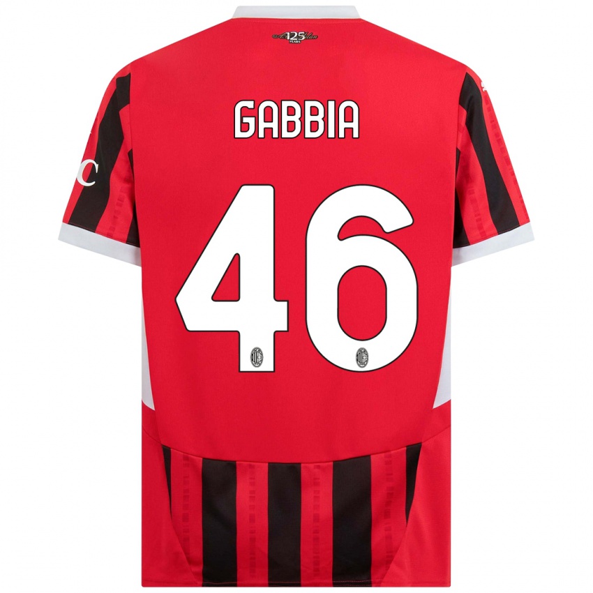 Criança Camisola Matteo Gabbia #46 Vermelho Preto Principal 2024/25 Camisa Brasil