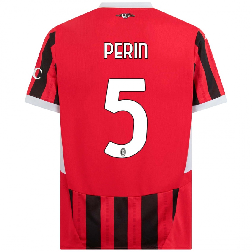 Criança Camisola Ernesto Perin #5 Vermelho Preto Principal 2024/25 Camisa Brasil