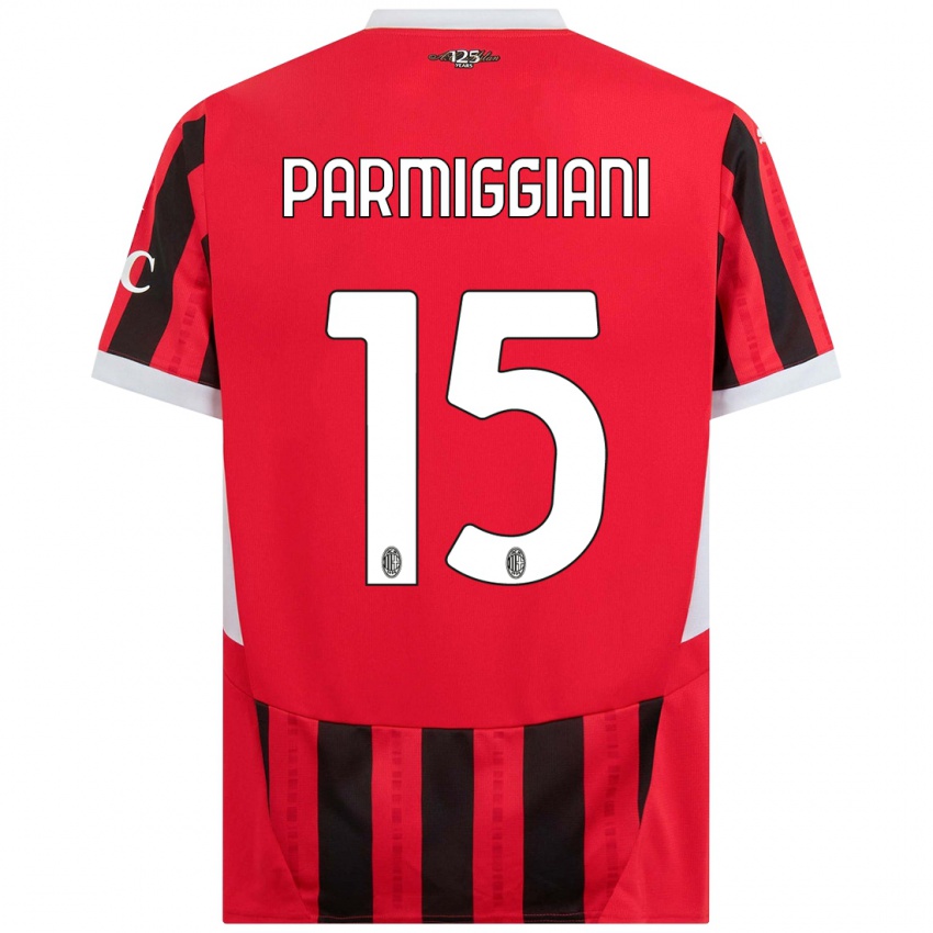 Criança Camisola Pietro Parmiggiani #15 Vermelho Preto Principal 2024/25 Camisa Brasil