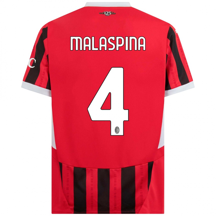 Criança Camisola Mattia Malaspina #4 Vermelho Preto Principal 2024/25 Camisa Brasil