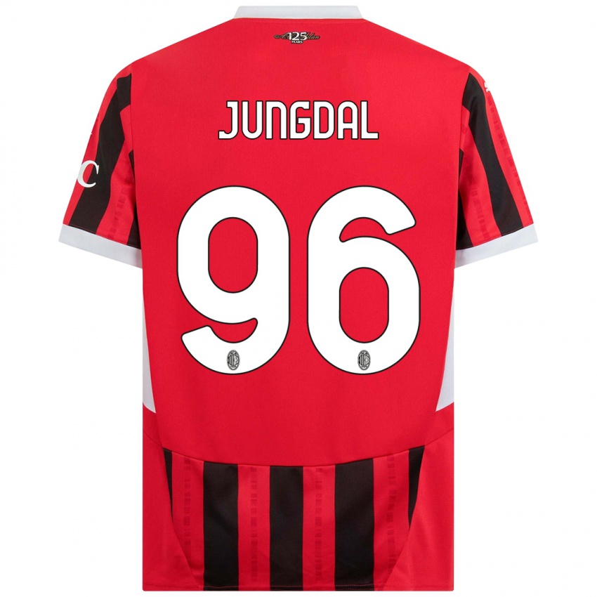 Criança Camisola Andreas Jungdal #96 Vermelho Preto Principal 2024/25 Camisa Brasil