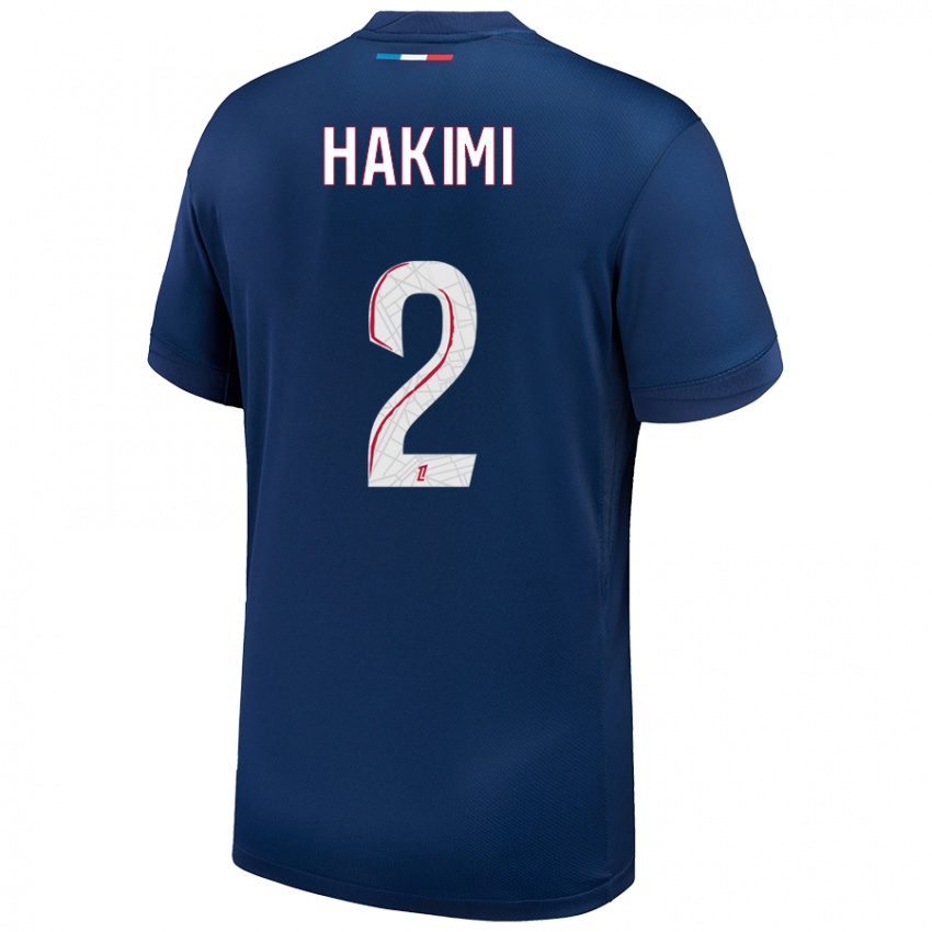 Criança Camisola Achraf Hakimi #2 Azul Marinho Branco Principal 2024/25 Camisa Brasil