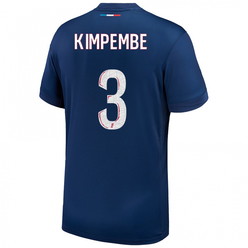 Criança Camisola Presnel Kimpembe #3 Azul Marinho Branco Principal 2024/25 Camisa Brasil