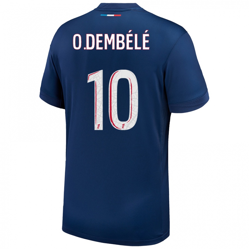 Criança Camisola Ousmane Dembele #10 Azul Marinho Branco Principal 2024/25 Camisa Brasil