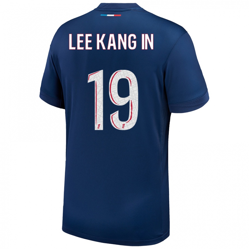 Criança Camisola Kang-In Lee #19 Azul Marinho Branco Principal 2024/25 Camisa Brasil