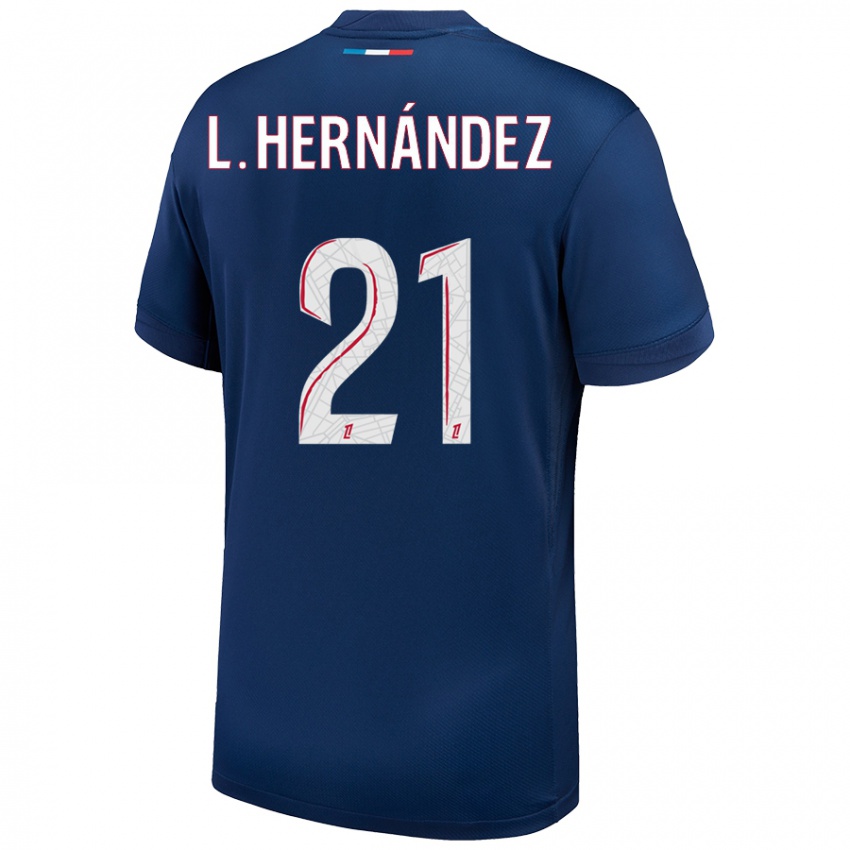 Criança Camisola Lucas Hernandez #21 Azul Marinho Branco Principal 2024/25 Camisa Brasil