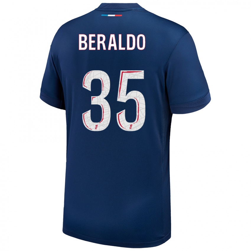 Criança Camisola Lucas Beraldo #35 Azul Marinho Branco Principal 2024/25 Camisa Brasil