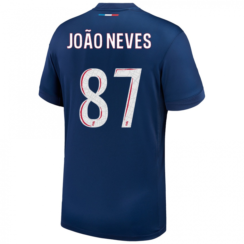 Criança Camisola João Neves #87 Azul Marinho Branco Principal 2024/25 Camisa Brasil