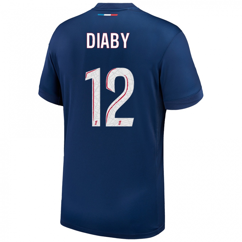 Criança Camisola Ibrahima Diaby #12 Azul Marinho Branco Principal 2024/25 Camisa Brasil