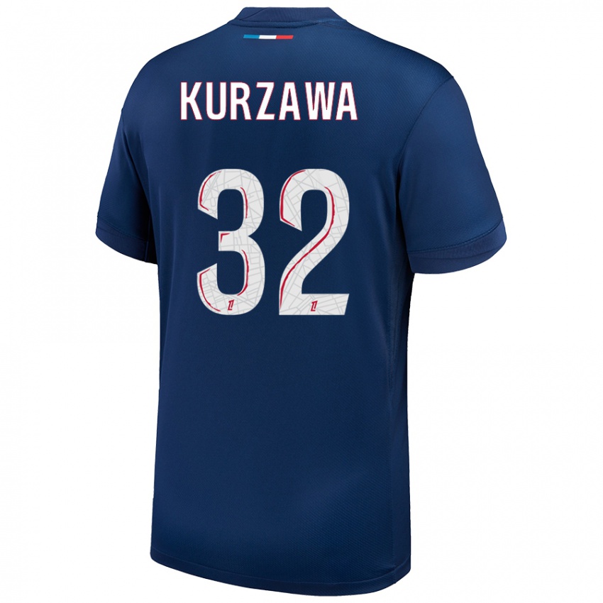 Criança Camisola Layvin Kurzawa #32 Azul Marinho Branco Principal 2024/25 Camisa Brasil