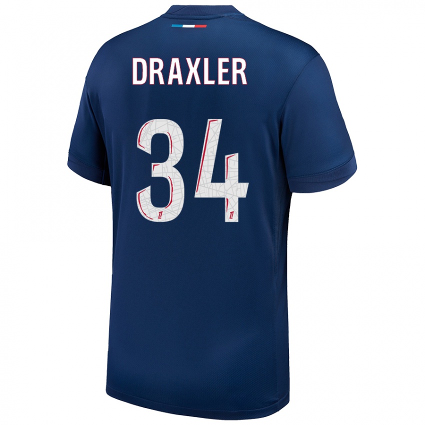 Criança Camisola Julian Draxler #34 Azul Marinho Branco Principal 2024/25 Camisa Brasil