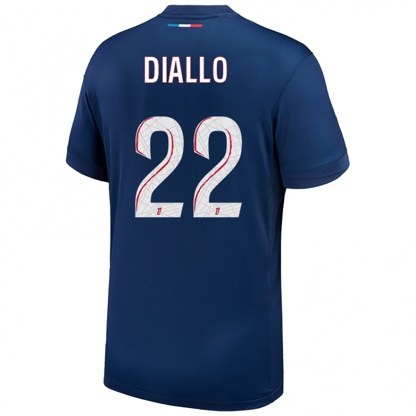 Criança Camisola Abdou Diallo #22 Azul Marinho Branco Principal 2024/25 Camisa Brasil